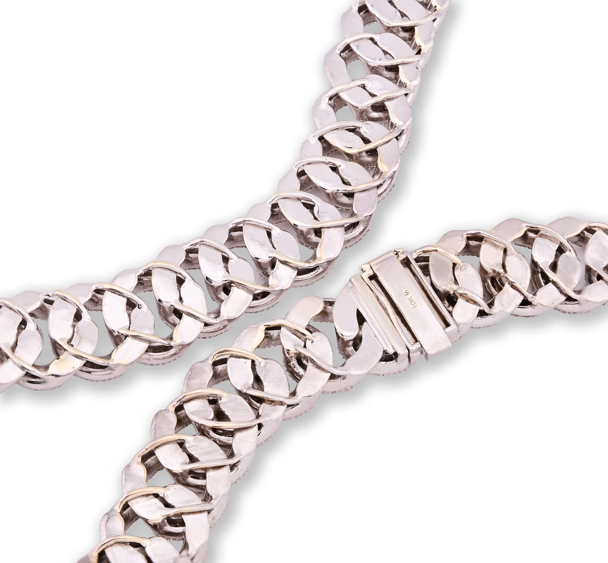 10K White Gold Natural Diamond 26.5 CT Round/Baguette Natural Diamond 17MM Cuban Link Chain 23" Men Necklace