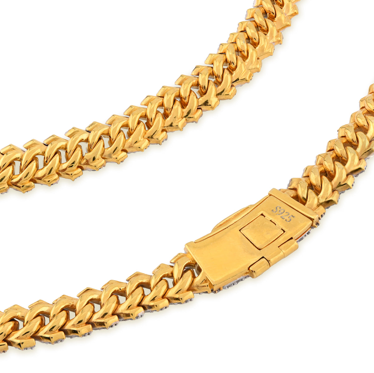 925 Yellow Silver 12.87CT 8MM Lab Diamond Snake Cuban Link Chain 21" Necklace