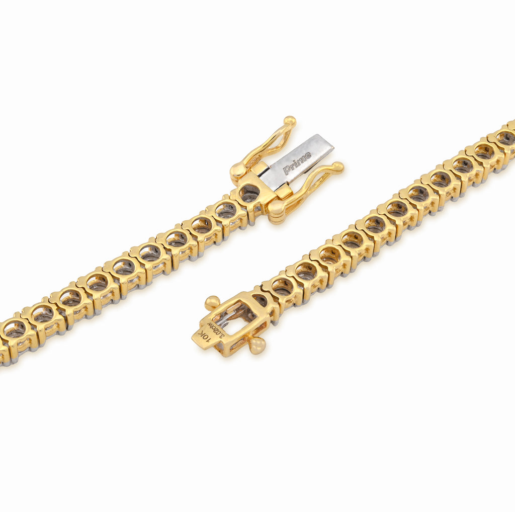 10K Yellow Gold 3.02CT Natural Diamond 20" Tennis Necklace 4MM Men Women Chain 22"