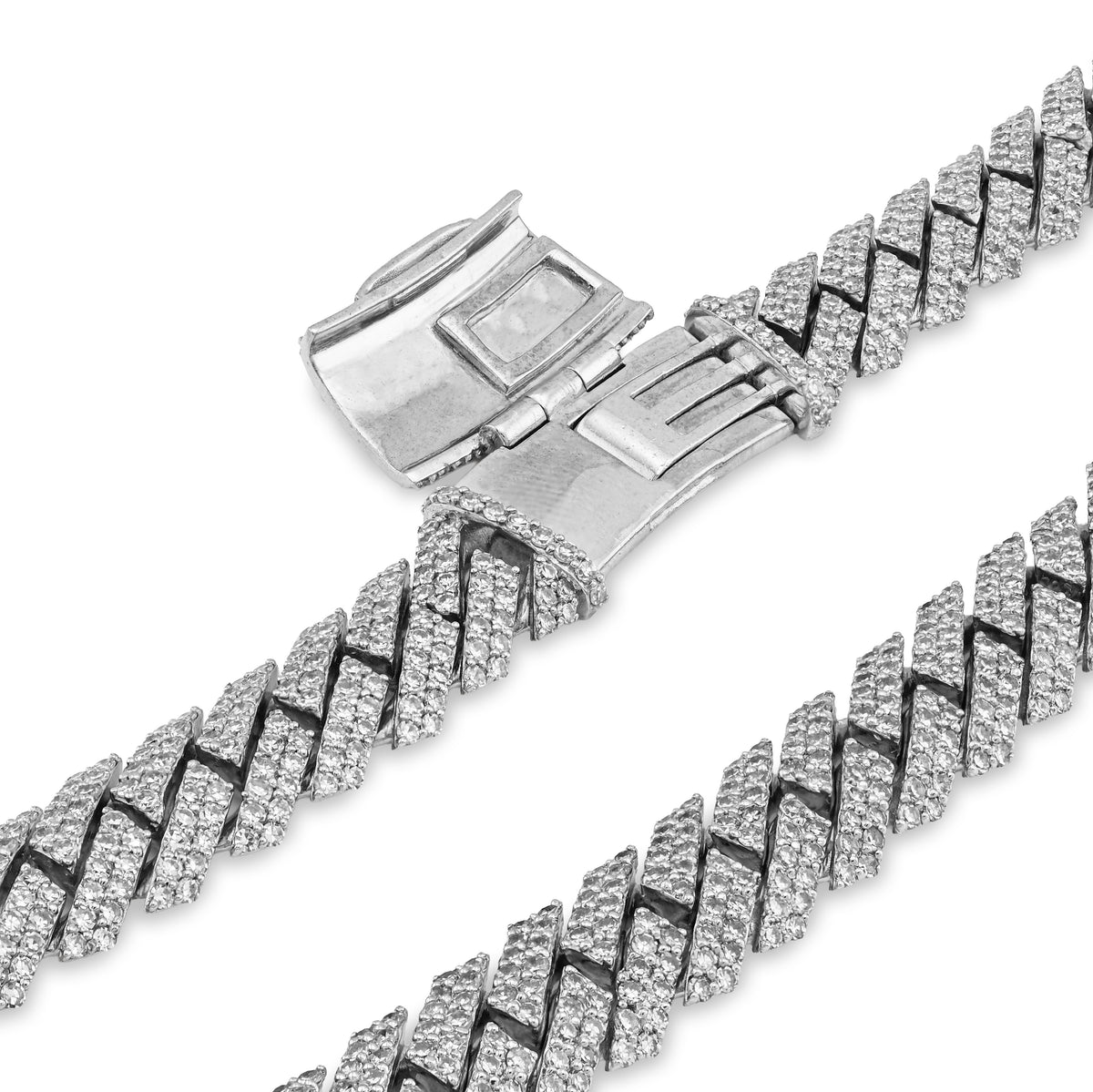925 SS 13.15CT Lab Diamond 8MM Snake Cuban Link Men Women 21.5" Chain Necklace
