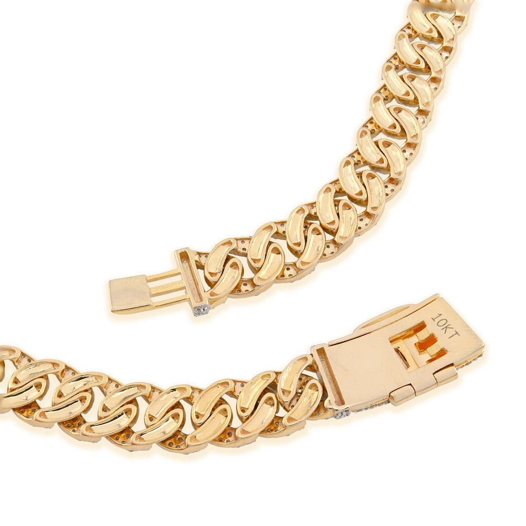 10K Yellow Gold 10.3 CT Natural Diamond 8 MM Cuban Link Necklace 22" Men Chain 41.7 g