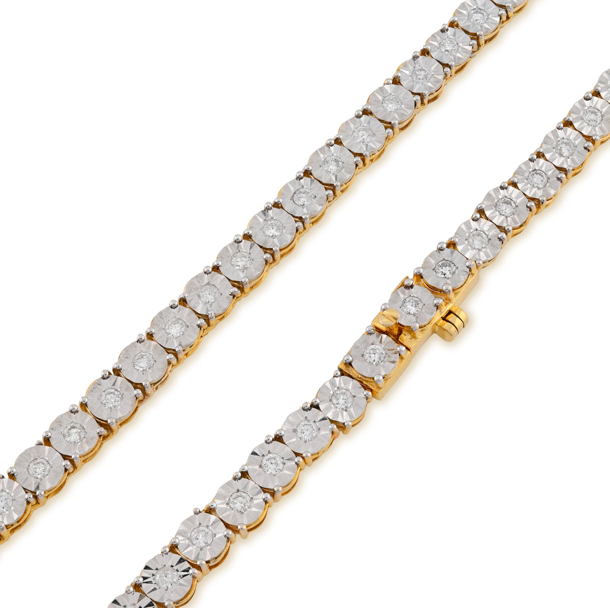 10K Yellow Gold 4.94CT Natural Diamond Tennis Chain 5.5MM Necklace 22"