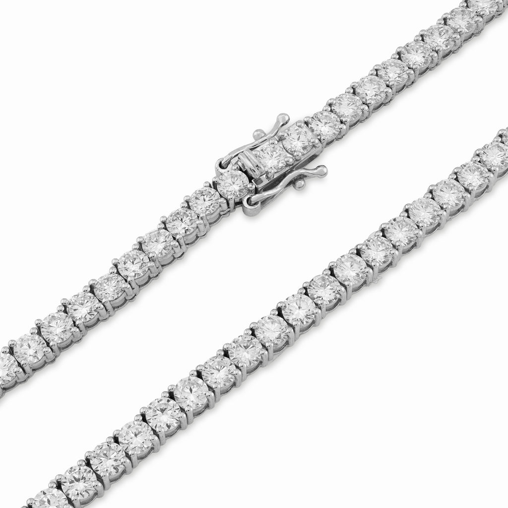 10K White Gold 29.32CT Lab Diamond Pointer Chain 22" Tennis Chain 4MM Men Women 31.5g