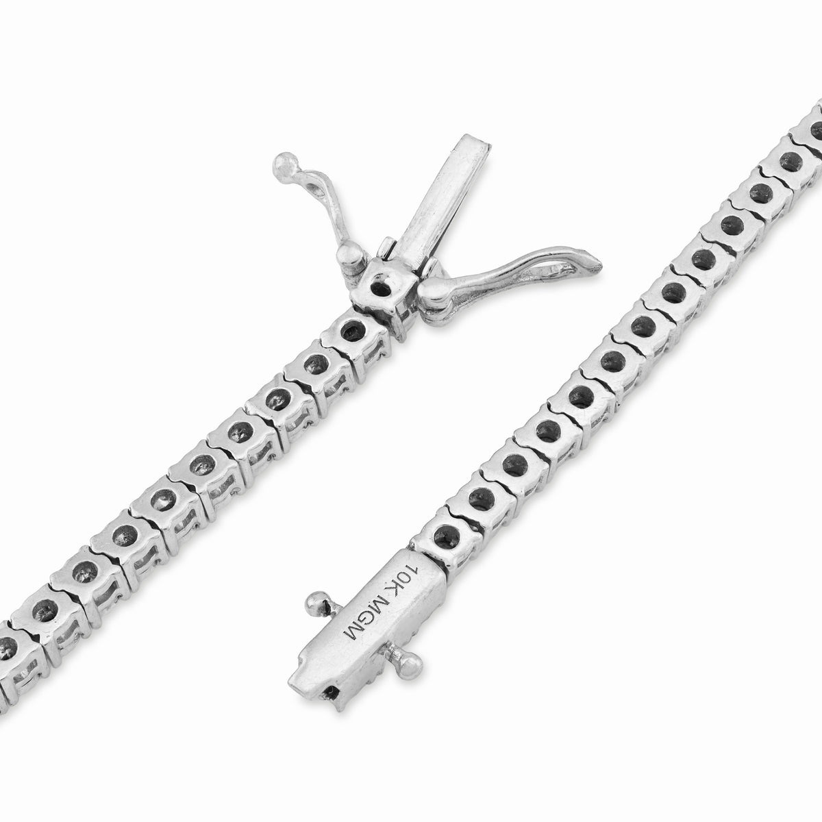 10K Rose/White 2 Tone Natural Diamond 4CT Round/Baguette 22" Tennis Chain 2.8MM Men Women Necklace