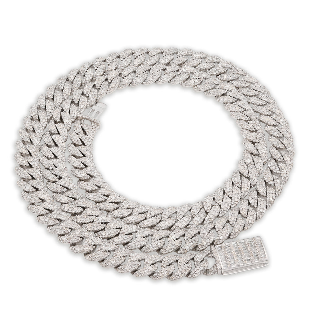 925 Sterling Silver 11.67 CT Natural Diamond 8 MM Cuban Link Necklace 22" Men Chain 72.6 g