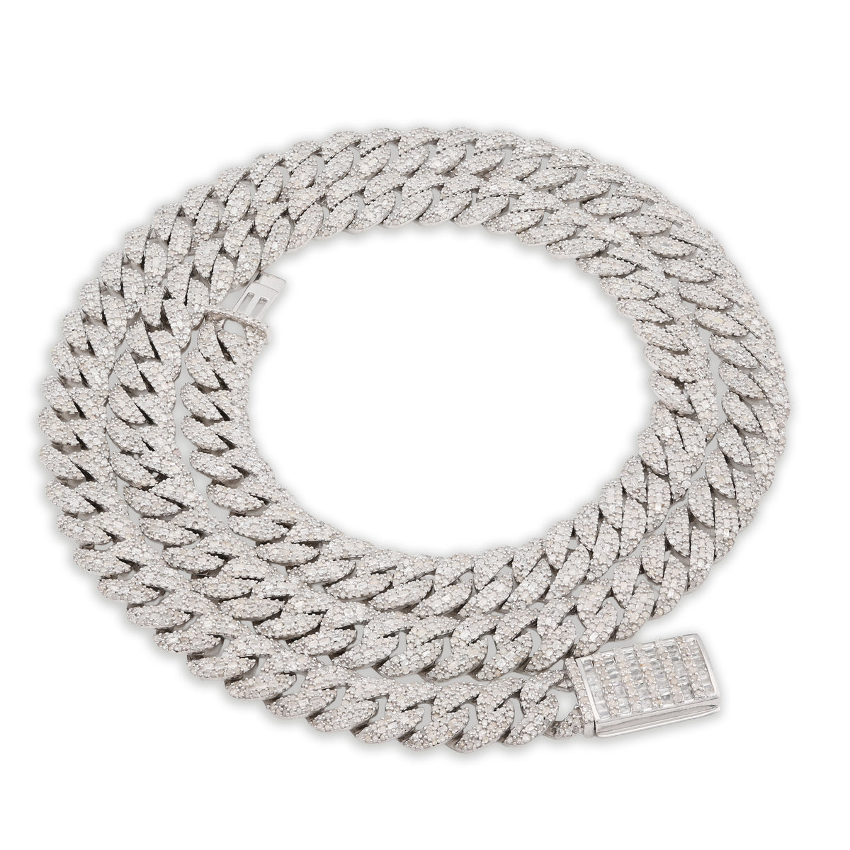925 Sterling Silver 11.67 CT Natural Diamond 8 MM Cuban Link Necklace 22" Men Chain 72.6 g
