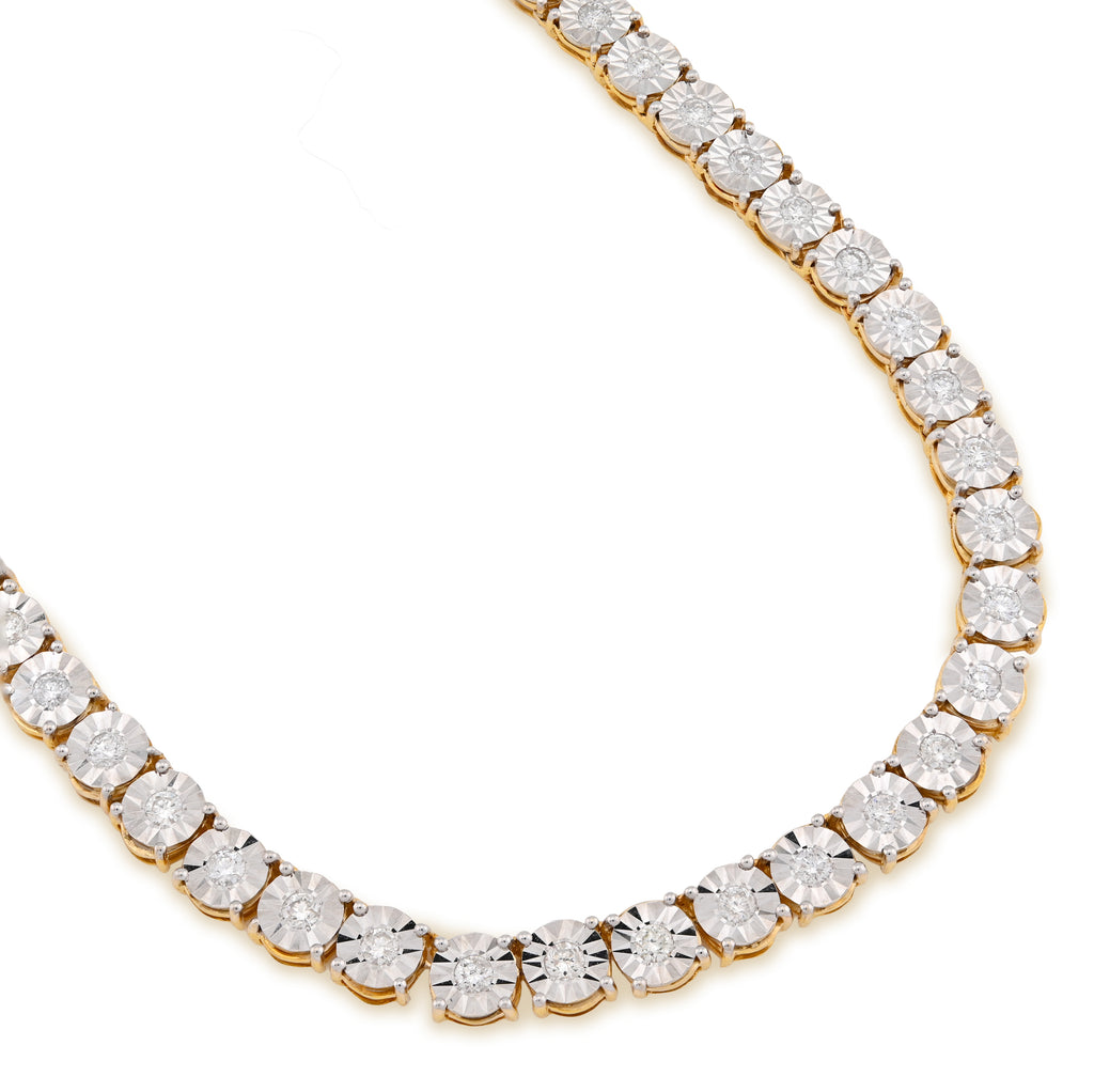 10K Yellow Gold 4.94CT Natural Diamond Tennis Chain 5.5MM Necklace 22"