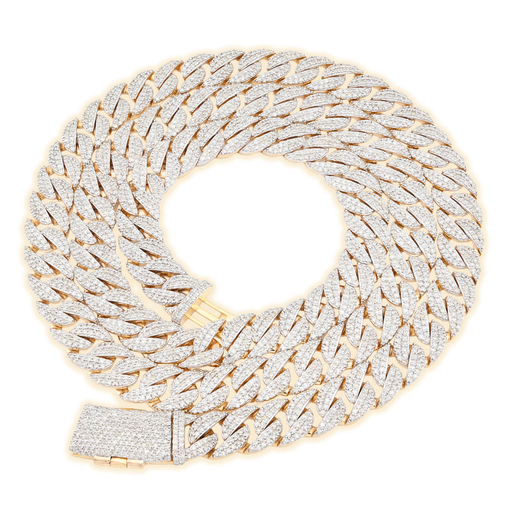 10K Yellow Gold 10.3 CT Natural Diamond 8 MM Cuban Link Necklace 22" Men Chain 41.7 g