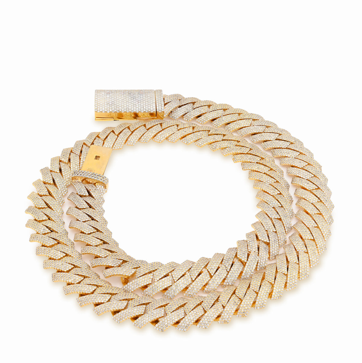 10K Yellow Gold 23.5CT Natural Diamond 14MM Cuban Link Chain 22" Men Necklace 169.6g
