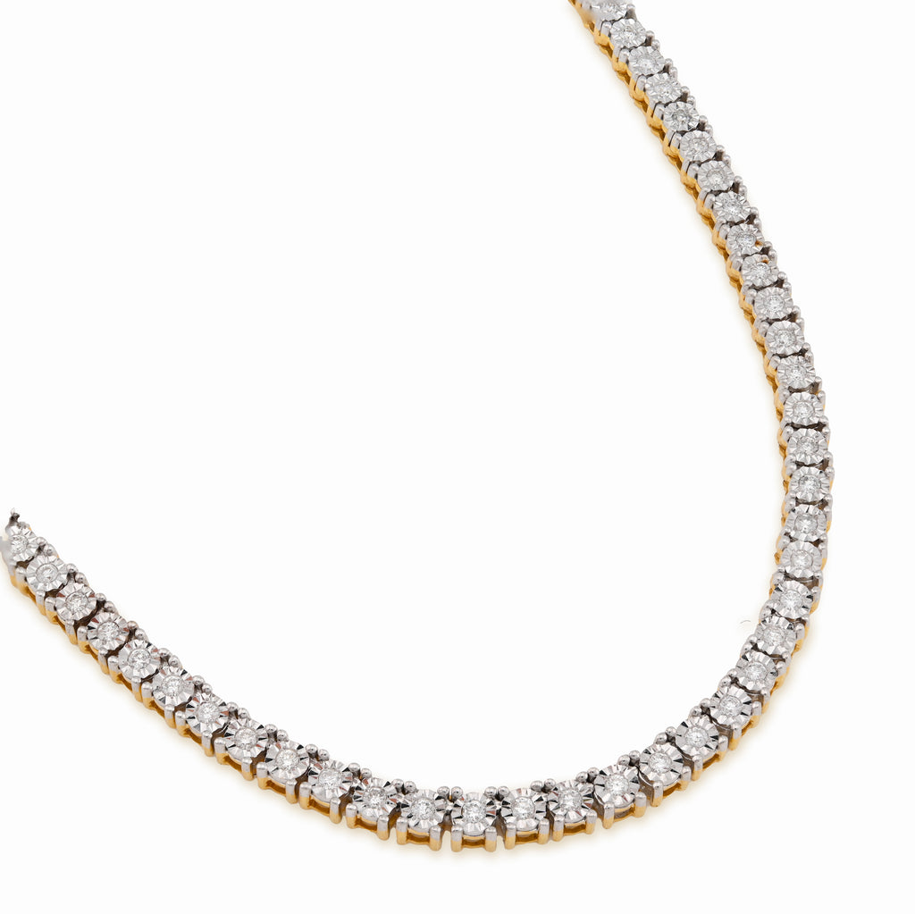 10K Yellow Gold 3.02CT Natural Diamond 20" Tennis Necklace 4MM Men Women Chain 22"