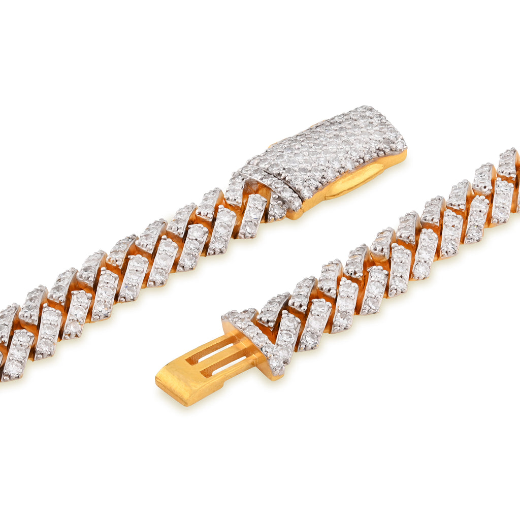925 Yellow Silver 12.87CT 8MM Lab Diamond Snake Cuban Link Chain 21" Necklace