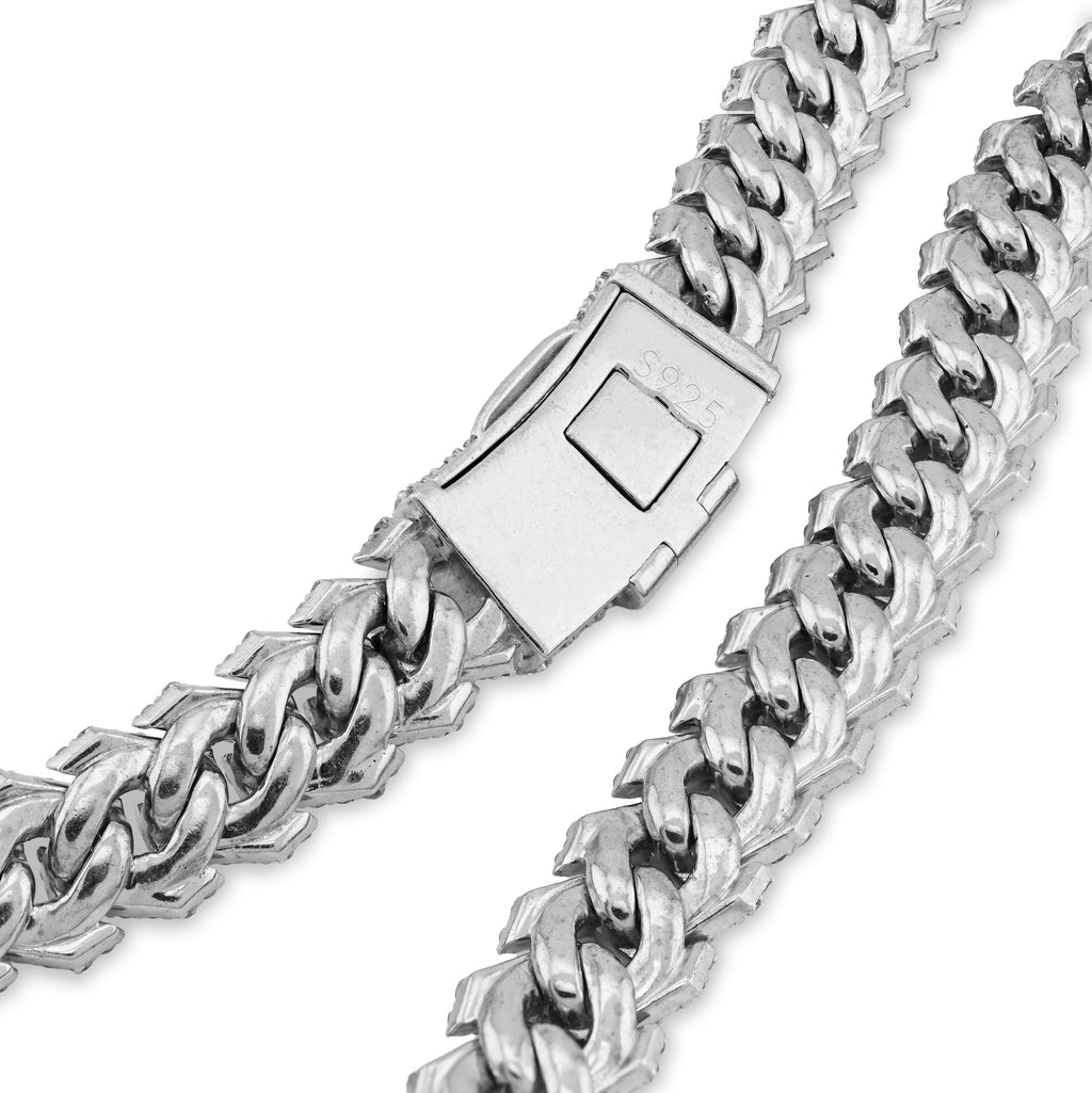 925 SS 13.15CT Lab Diamond 8MM Snake Cuban Link Men Women 21.5" Chain Necklace
