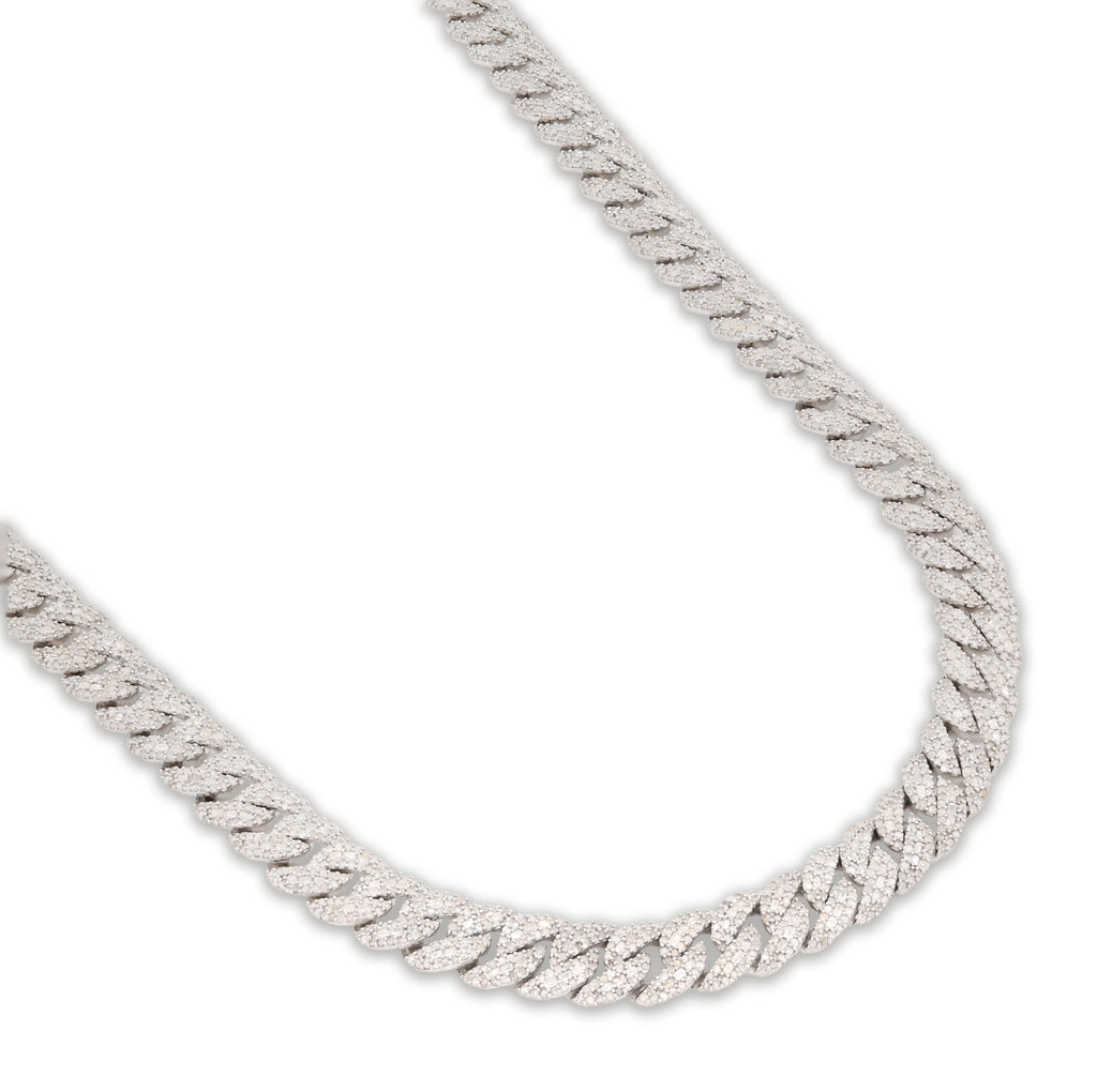 925 Sterling Silver 11.67 CT Natural Diamond 8 MM Cuban Link Necklace 22" Men Chain 72.6 g
