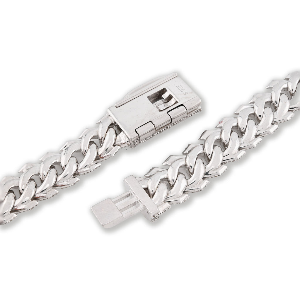 925 Sterling Silver 14.83 CT Natural Diamond 12 MM Snake Cuban Link Necklace 18" Men Chain 96.7 g