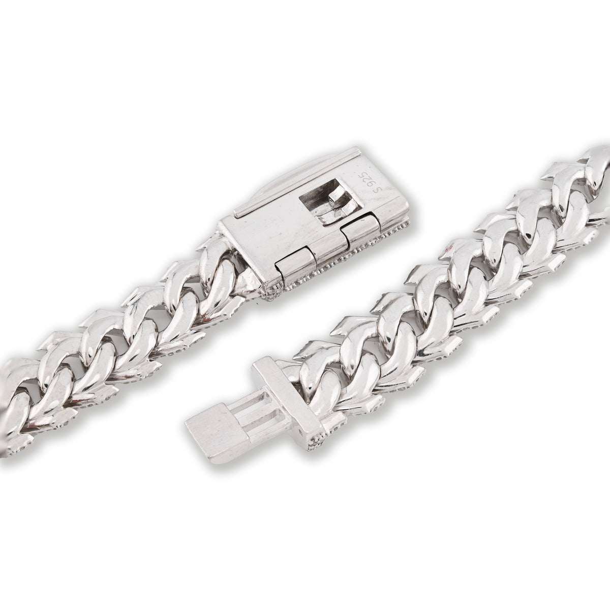925 Sterling Silver 14.83 CT Natural Diamond 12 MM Snake Cuban Link Necklace 18" Men Chain 96.7 g