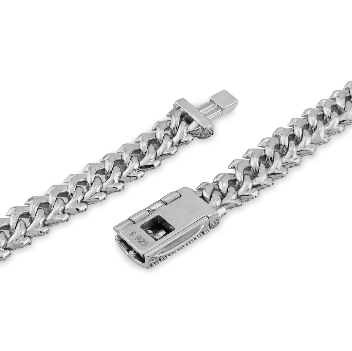 925 SS 9.7CT Natural Diamond Snake Cuban Link 8MM Chain Men Women 22" Necklace