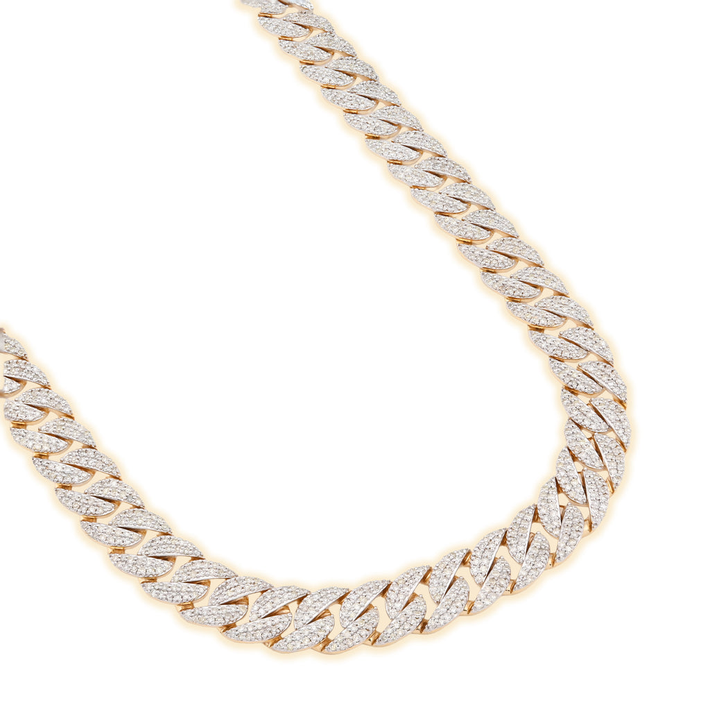 10K Yellow Gold 10.3 CT Natural Diamond 8 MM Cuban Link Necklace 22" Men Chain 41.7 g