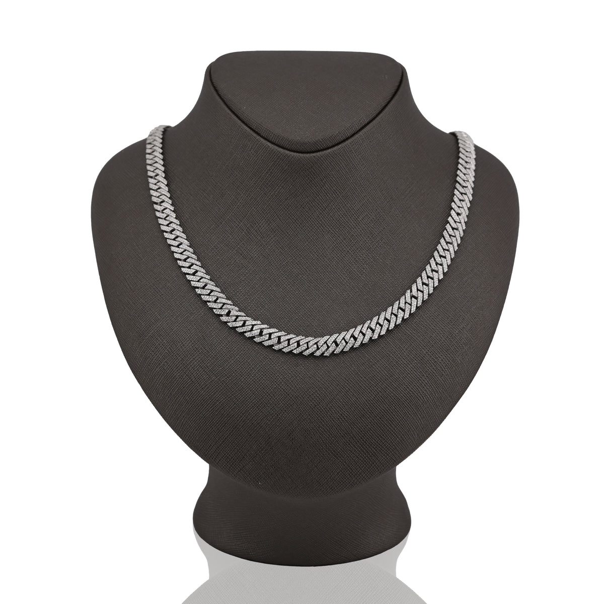 925 SS 9.7CT Natural Diamond Snake Cuban Link 8MM Chain Men Women 22" Necklace