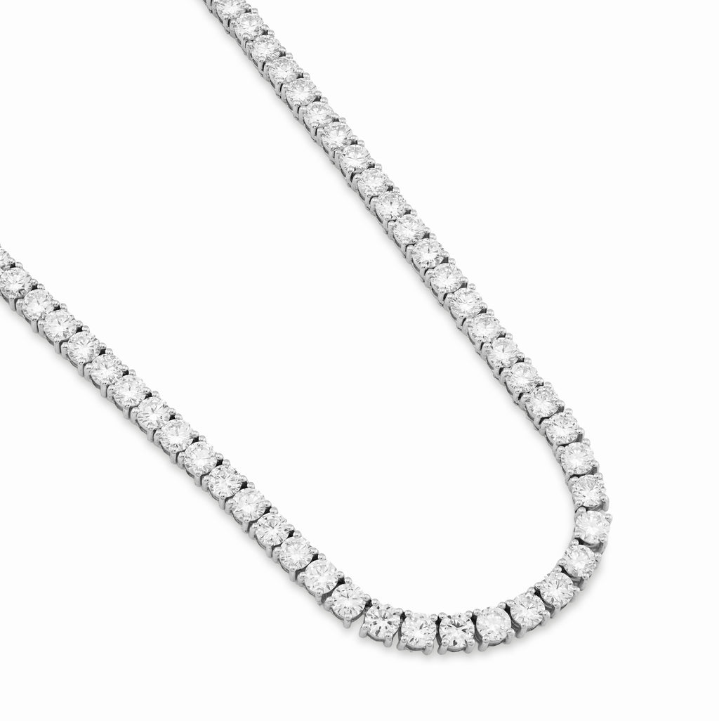 10K White Gold 29.32CT Lab Diamond Pointer Chain 22" Tennis Chain 4MM Men Women 31.5g