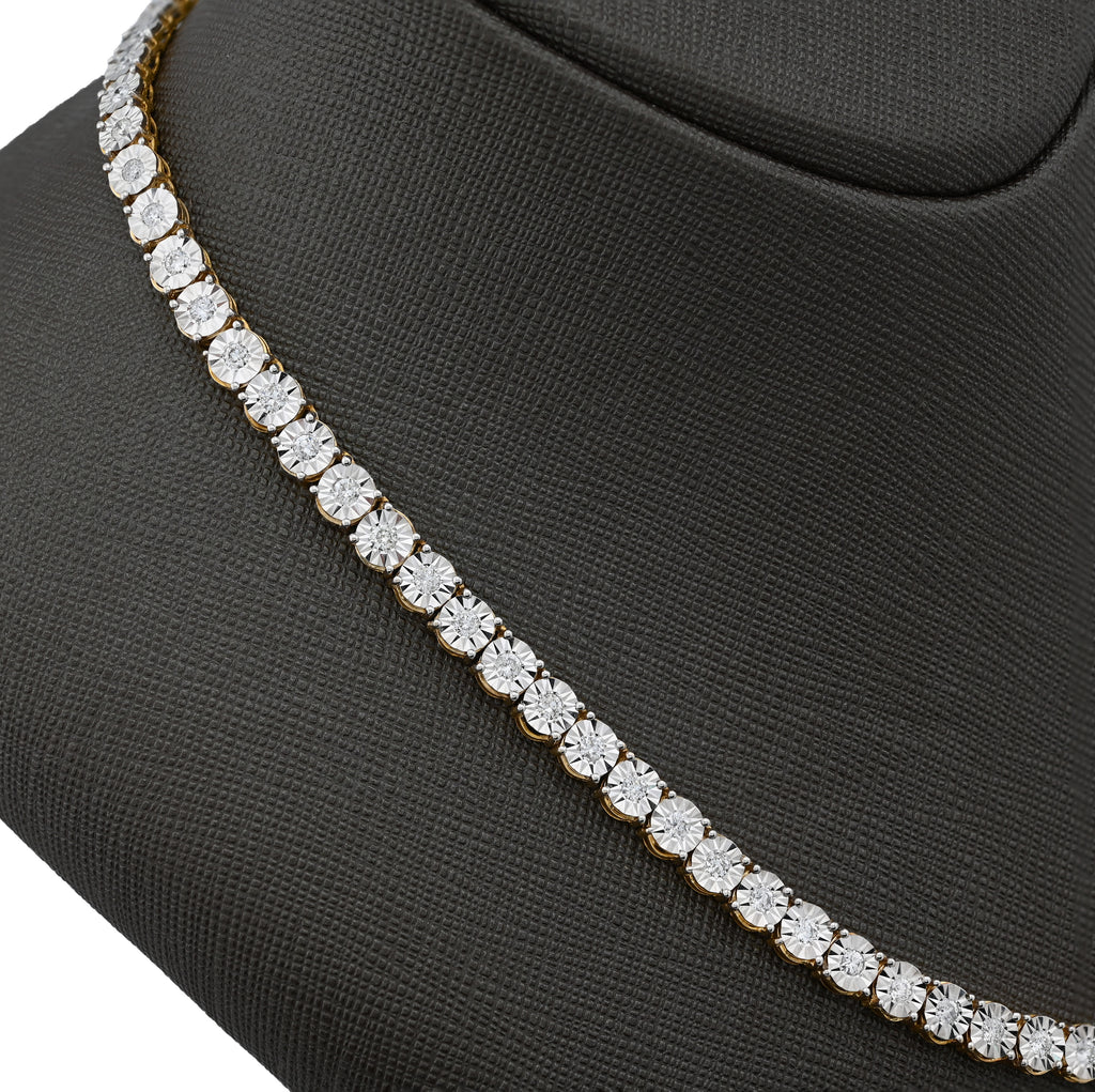 10K Yellow Gold 4.94CT Natural Diamond Tennis Chain 5.5MM Necklace 22"