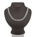 925 SS 13.15CT Lab Diamond 8MM Snake Cuban Link Men Women 21.5" Chain Necklace