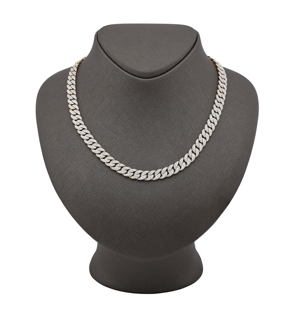 10K Yellow Gold 10.3 CT Natural Diamond 8 MM Cuban Link Necklace 22" Men Chain 41.7 g