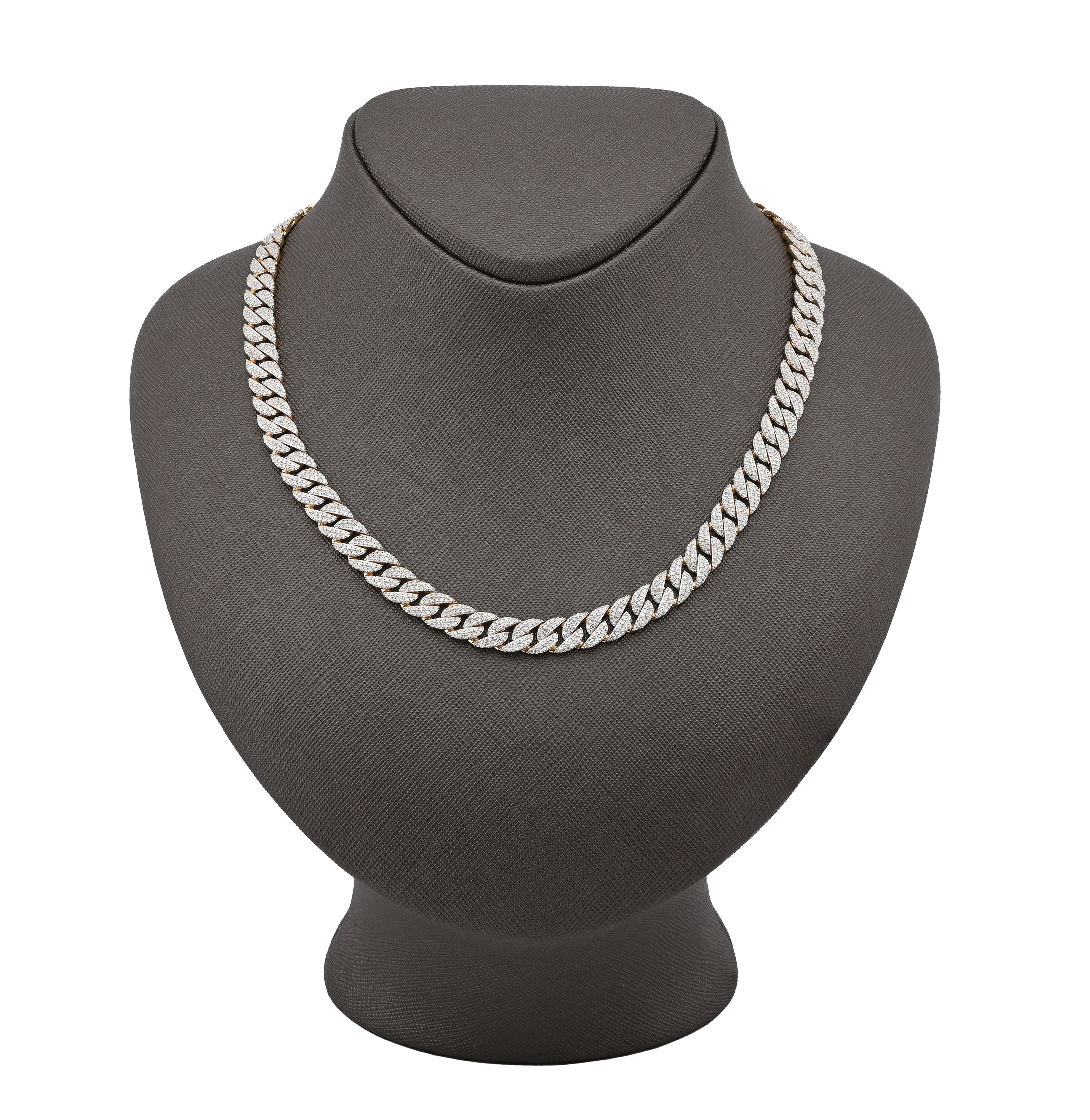 10K Yellow Gold 10.3 CT Natural Diamond 8 MM Cuban Link Necklace 22" Men Chain 41.7 g