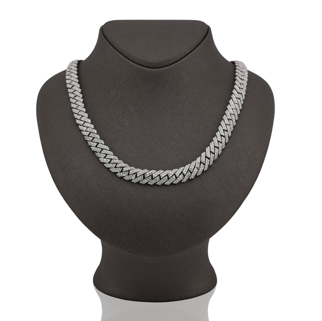 925 SS 26.45CT Lab Diamond 11MM Snake Cuban Link Men Chain 21" Necklace