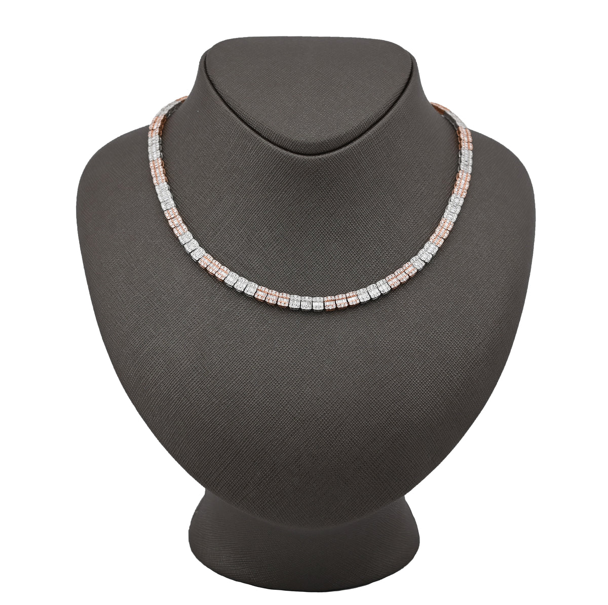 10K Rose/White Gold 9CT Natural Diamond Round/Baguette Tennis Chain 5MM Men Women 20" Chain