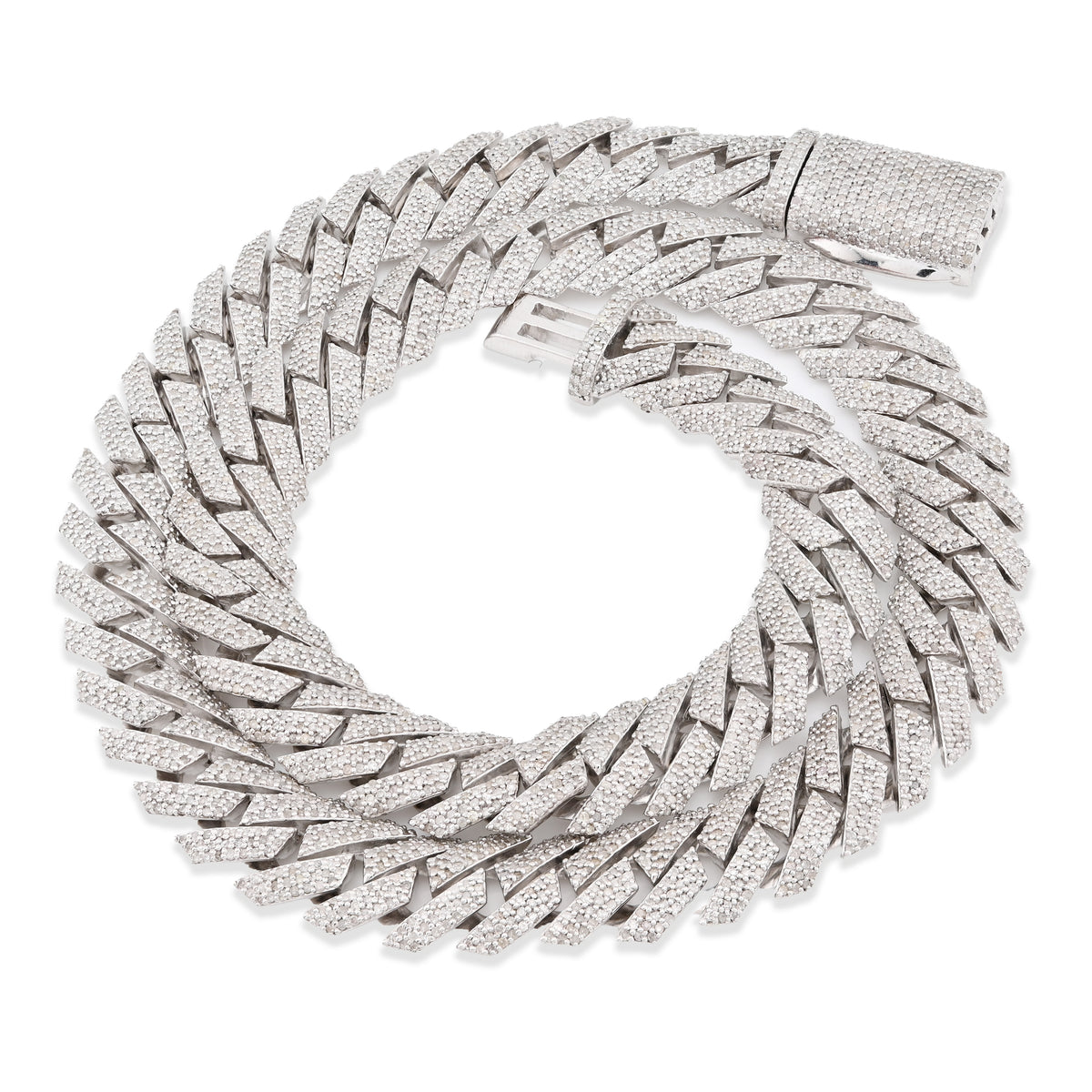925 Sterling Silver 14.83 CT Natural Diamond 12 MM Snake Cuban Link Necklace 18" Men Chain 96.7 g