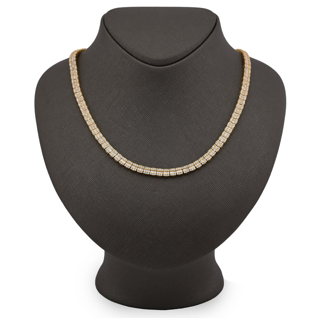 10K Yellow Gold 10.43CT Natural Diamond Round/Baguette 22" Tennis Necklace 5.5MM Men Women Chain