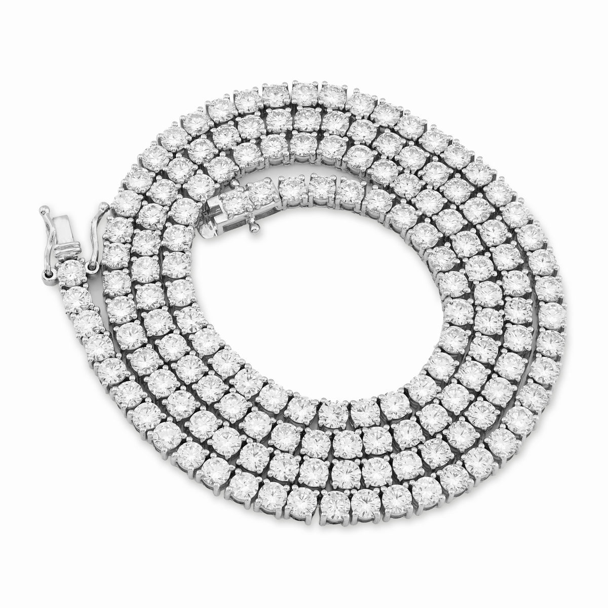 10K White Gold 29.32CT Lab Diamond Pointer Chain 22" Tennis Chain 4MM Men Women 31.5g