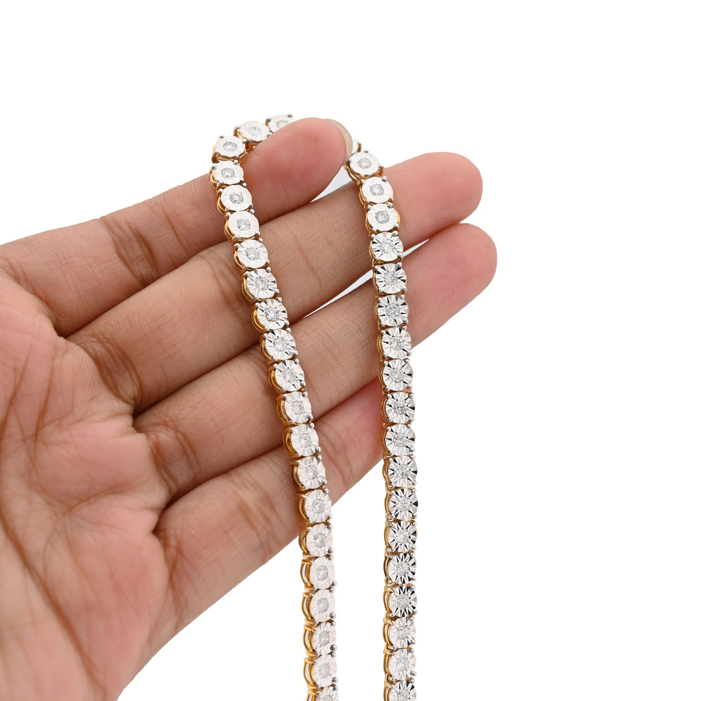 10K Yellow Gold 4.94CT Natural Diamond Tennis Chain 5.5MM Necklace 22"