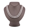 10K White Gold Natural Diamond 26.5 CT Round/Baguette Natural Diamond 17MM Cuban Link Chain 23" Men Necklace