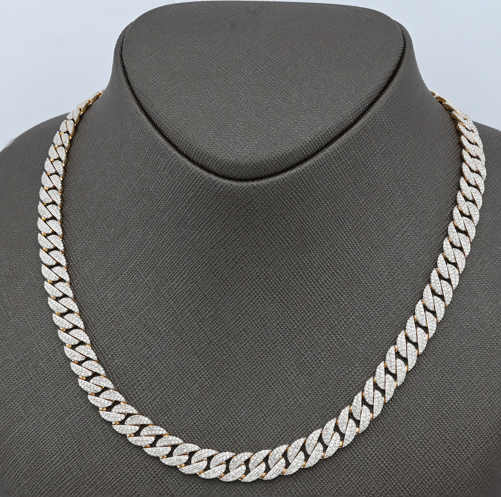 10K Yellow Gold 10.3 CT Natural Diamond 8 MM Cuban Link Necklace 22" Men Chain 41.7 g