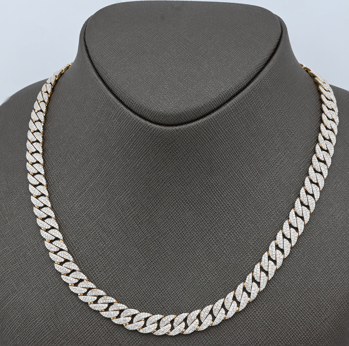 10K Yellow Gold 10.3 CT Natural Diamond 8 MM Cuban Link Necklace 22" Men Chain 41.7 g