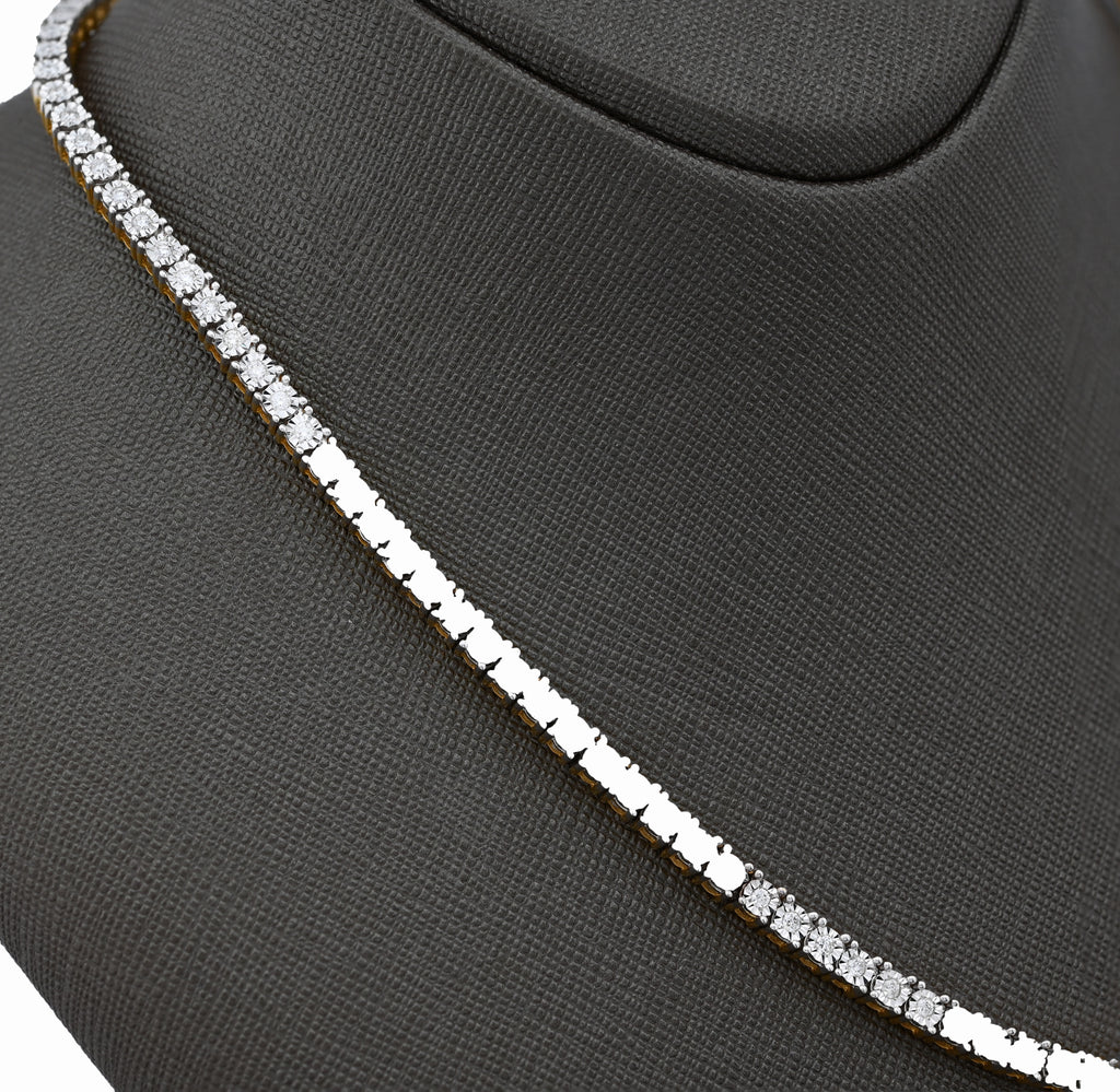 10K Yellow Gold 3.02CT Natural Diamond 20" Tennis Necklace 4MM Men Women Chain 22"