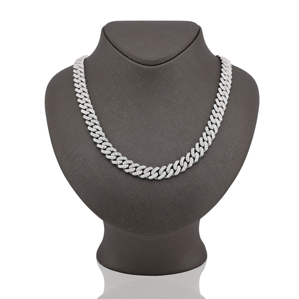 925 SS 20.61CT Lab Diamond 11MM Curb Cuban Link Chain 21" Men Necklace