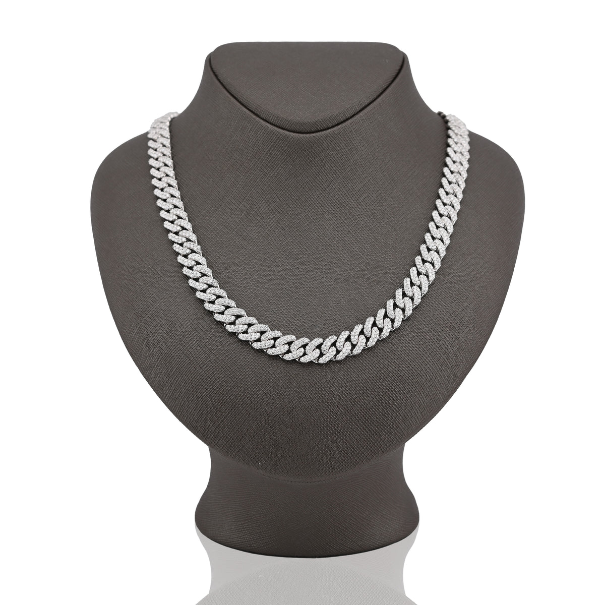 925 SS 20.61CT Lab Diamond 11MM Curb Cuban Link Chain 21" Men Necklace