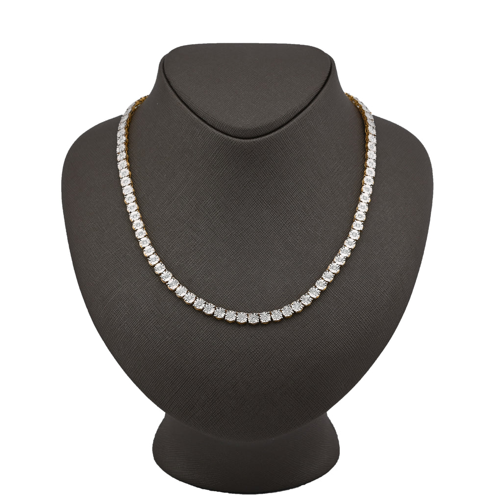 10K Yellow Gold 4.94CT Natural Diamond Tennis Chain 5.5MM Necklace 22"