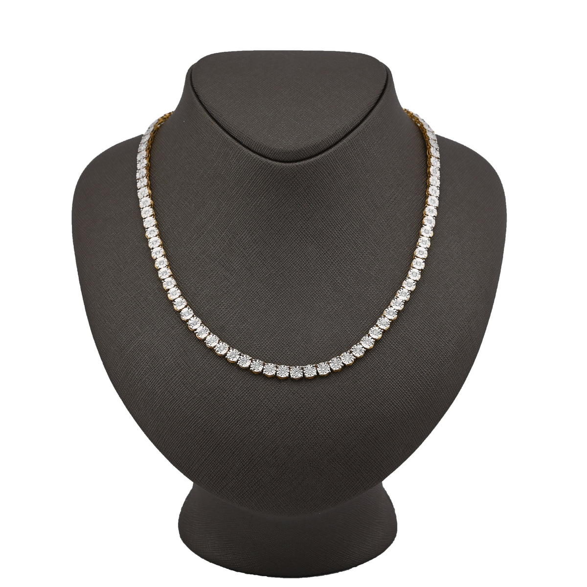 10K Yellow Gold 4.94CT Natural Diamond Tennis Chain 5.5MM Necklace 22"