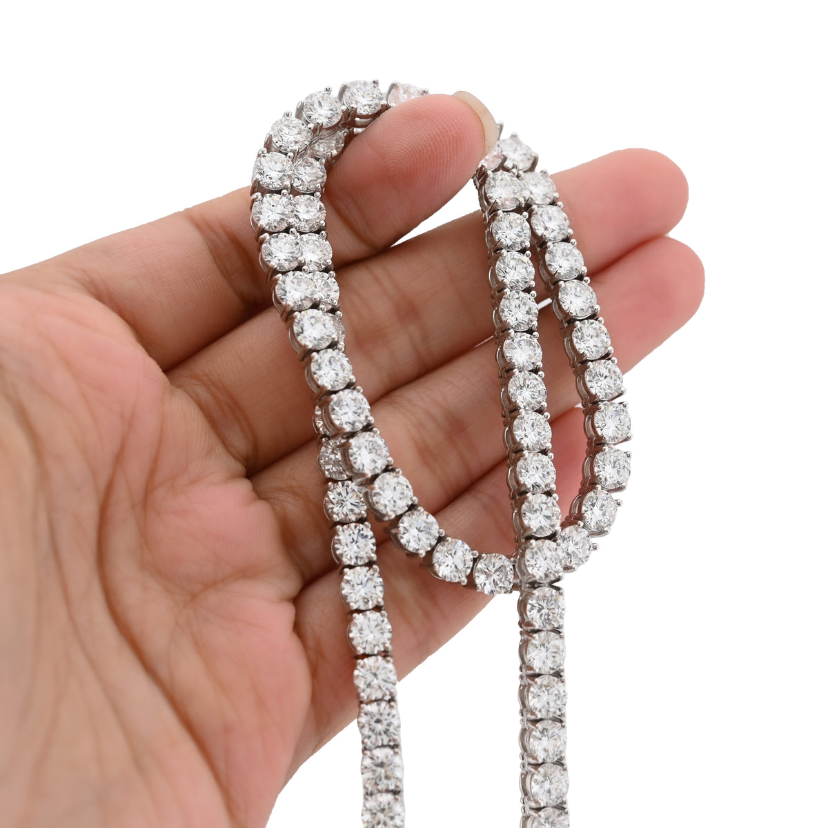 10K White Gold 55CTW Lab Diamond 50 Pointer 22" Tennis Chain 52.5g 5MM