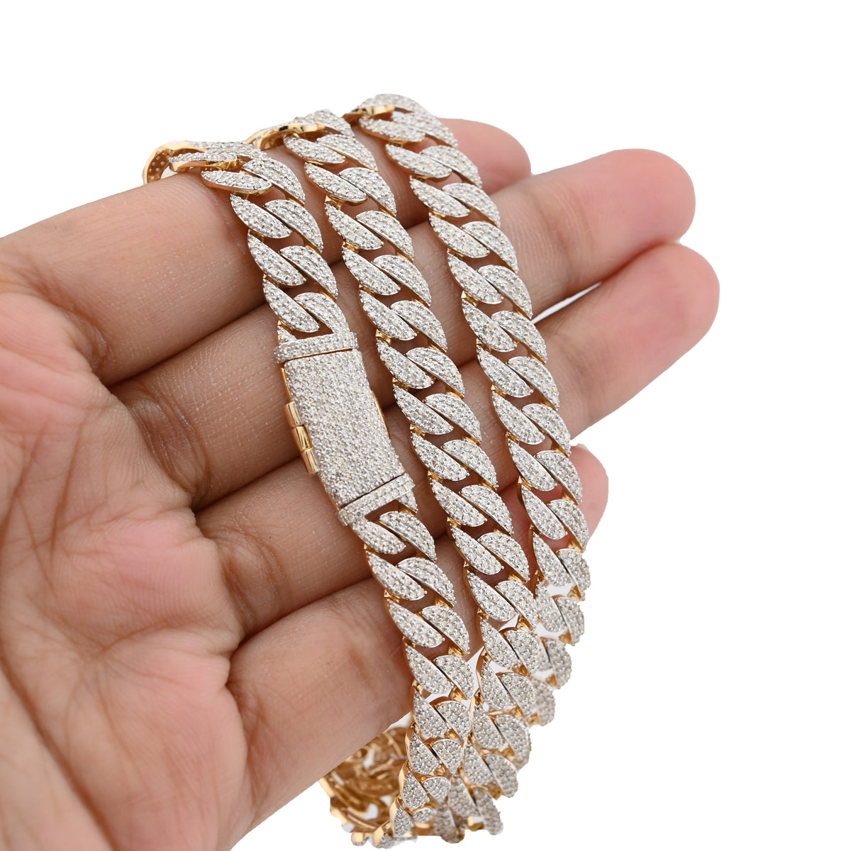 10K Yellow Gold 10.3 CT Natural Diamond 8 MM Cuban Link Necklace 22" Men Chain 41.7 g