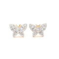10K Yellow Gold 0.5 CT Baguette & Round Natural Diamond Butterfly Studs Women Earring