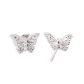 10K White Gold 0.27CT Natural Diamond Round & Baguette Butterfly Stud Women Earring