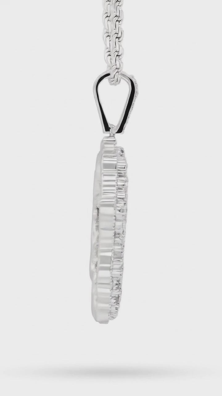925 Sterling Silver 0.83 CT Natural Diamond Africa Pendant Men's Charm