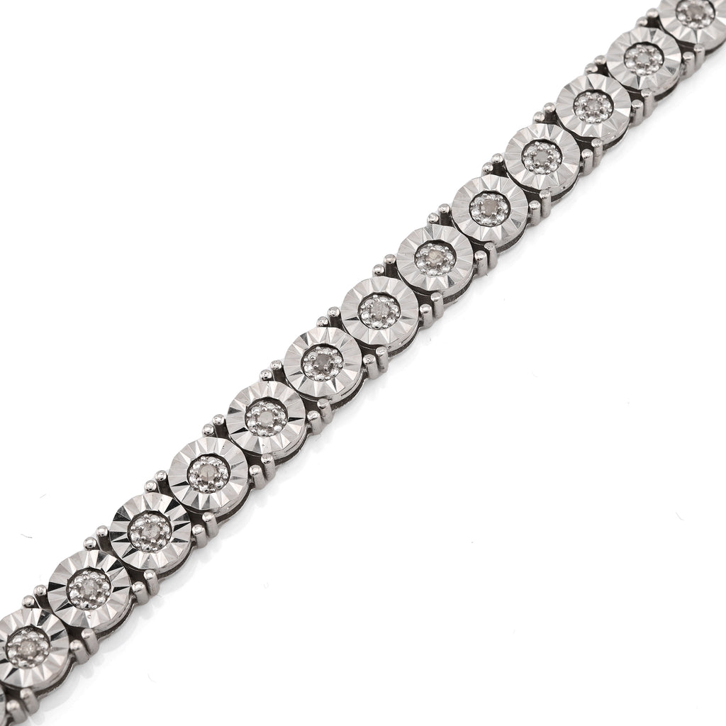 925 Silver 0.8CTW Natural Diamond Tennis Bracelet 5MM 8" Men
