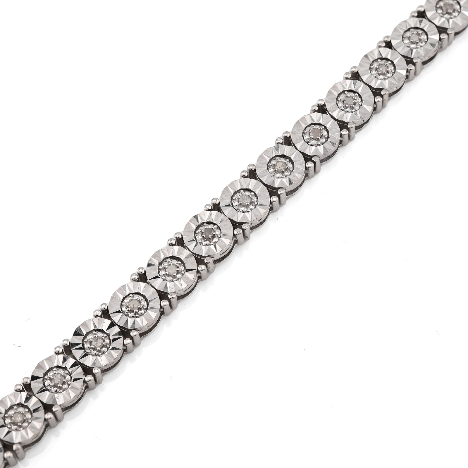 925 Silver 0.8CTW Natural Diamond Tennis Bracelet 5MM 8" Men