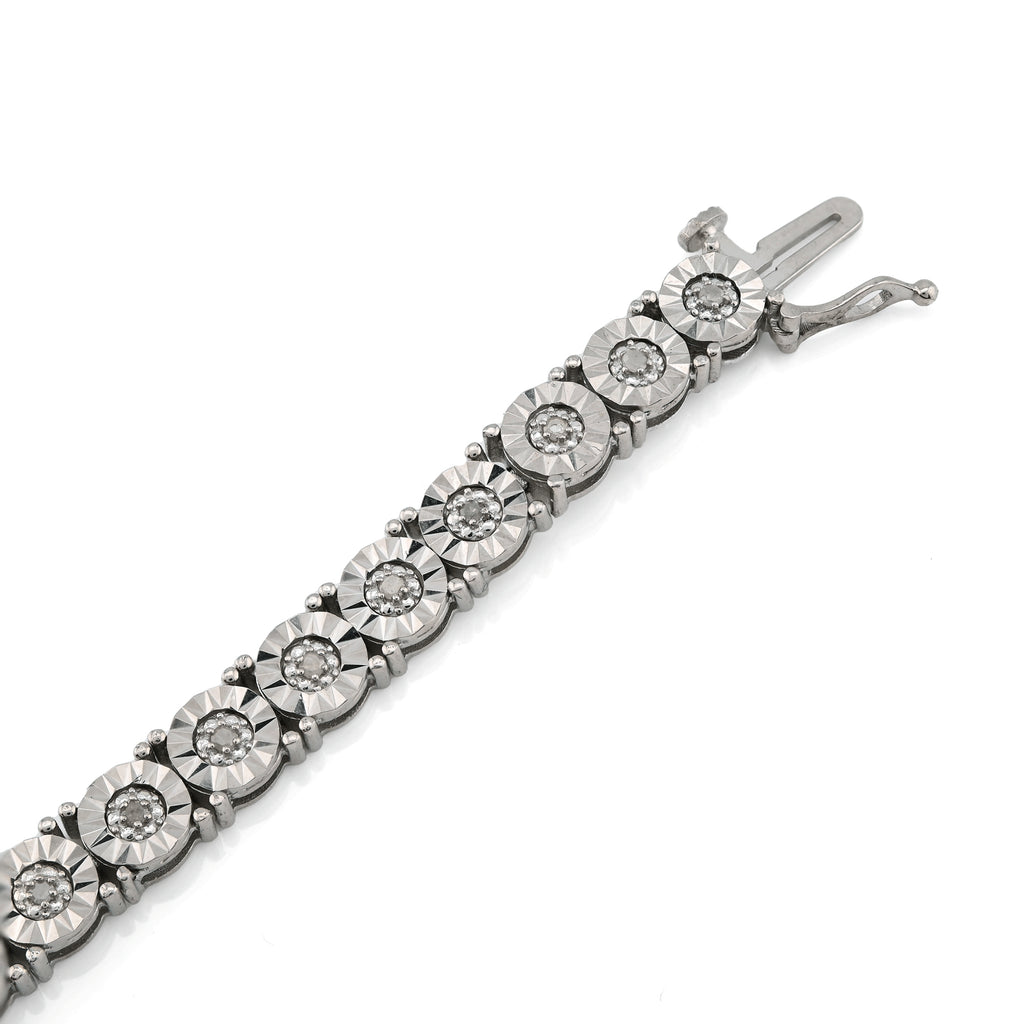 925 Silver 0.8CTW Natural Diamond Tennis Bracelet 5MM 8" Men