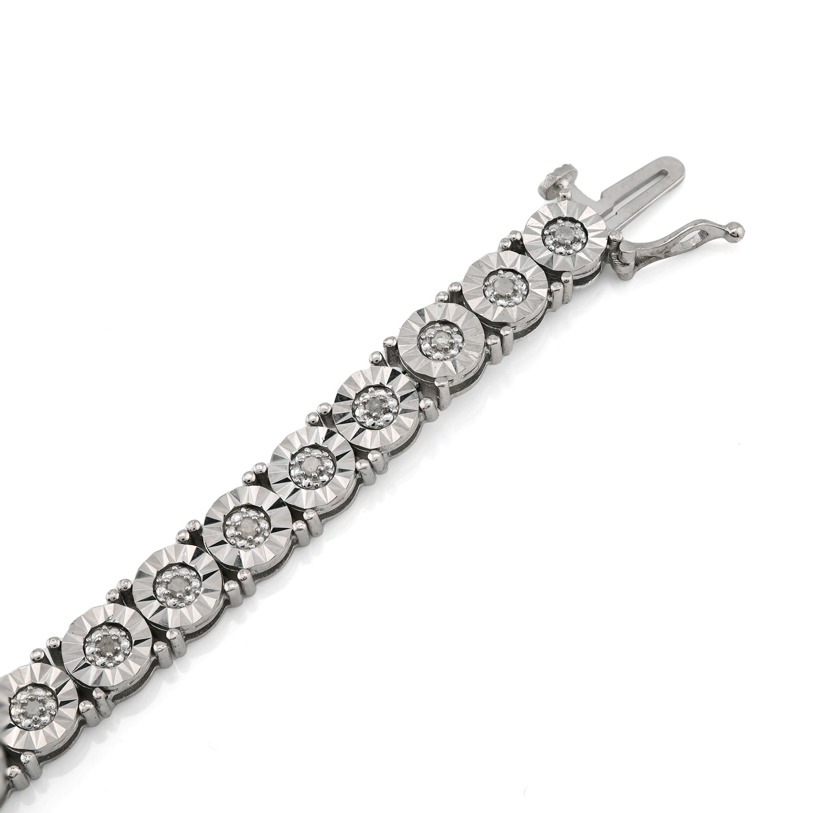 925 Silver 0.8CTW Natural Diamond Tennis Bracelet 5MM 8" Men